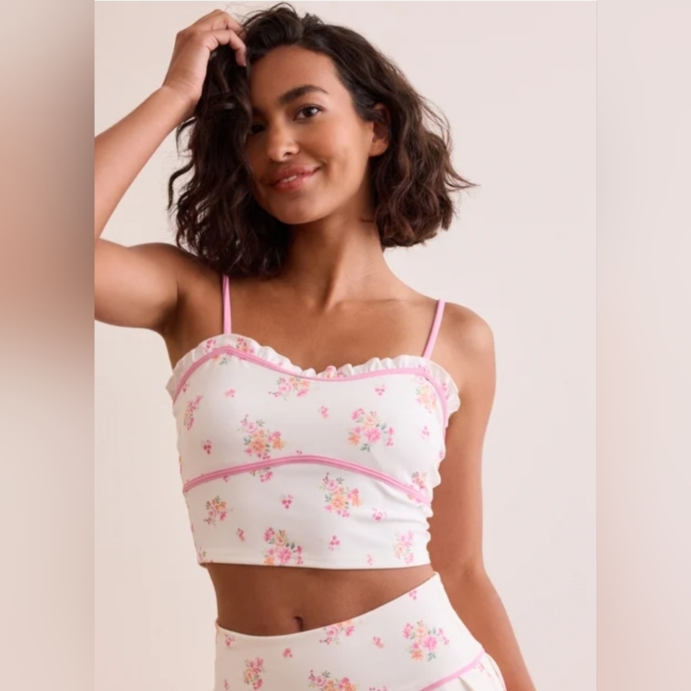 As Revival Full Swing Floral Pink & White Tank With Padding. Size Medium